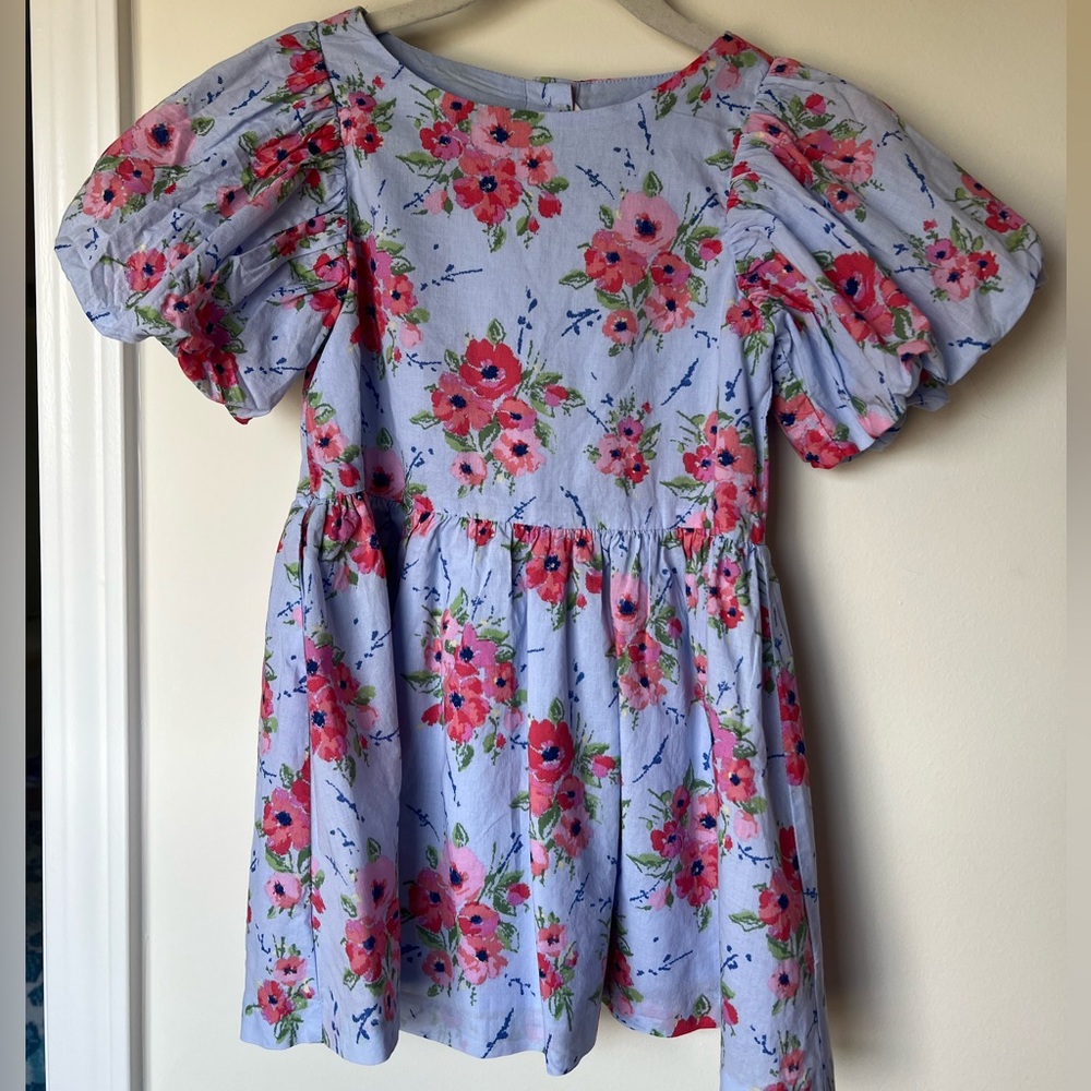 Janie and Jack Periwinkle Blue and Pink Floral Dress - Girls Size 4